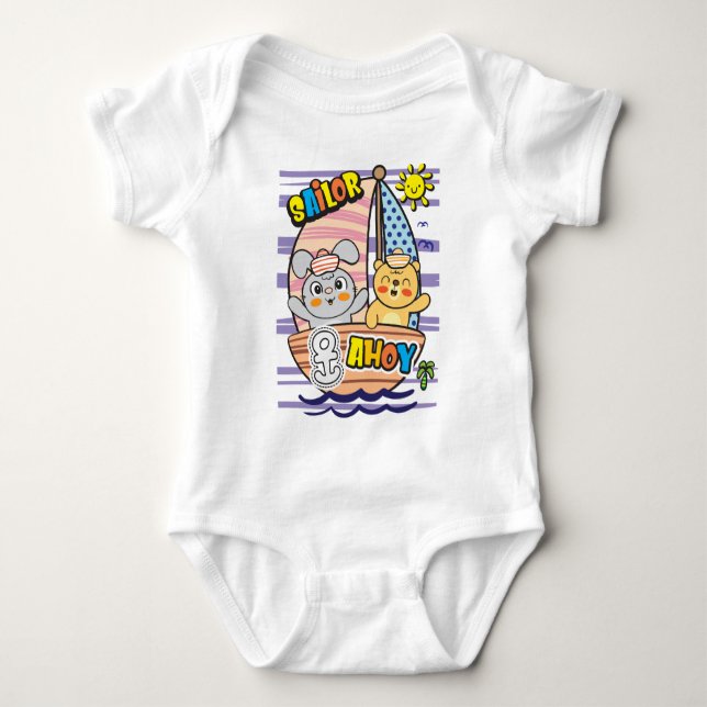 Bunny and bear baby bodysuit (Front)