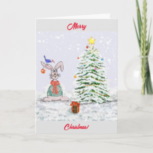 Bunny and Bird Christmas Card