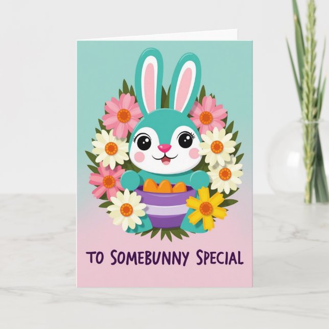 Bunny And Blooms Greeting Card (Front)