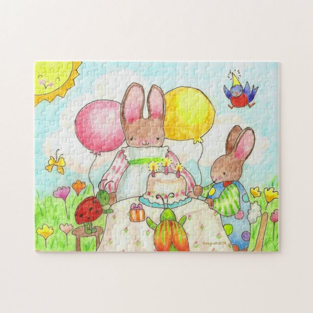 bunny and bug birthday party jigsaw puzzle (Horizontal)