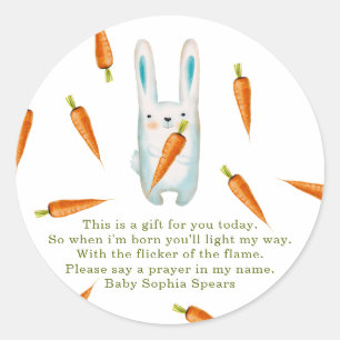 Bunny and carrots - prayer candle label