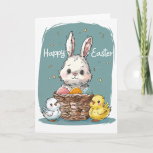 Bunny and Chicks Easter Card