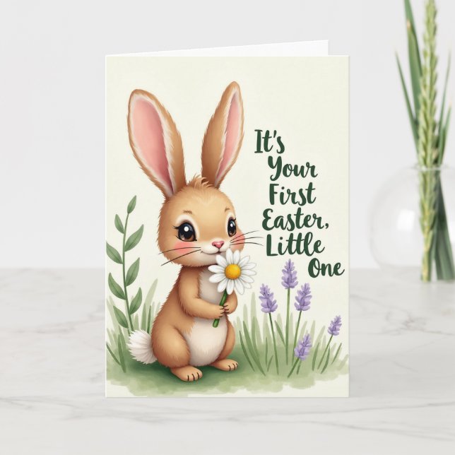 Bunny And Daisy Easter Card (Front)