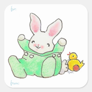 Bunny and Duck sticker tag