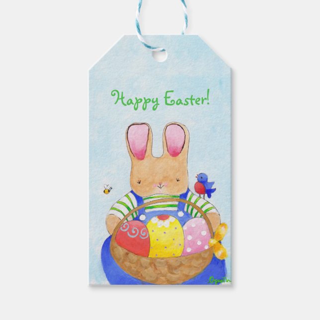 Bunny and Easter Basket gift tag (Front)