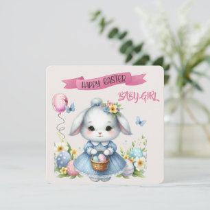 Bunny and Easter Basket Happy Easter Baby Girl Card