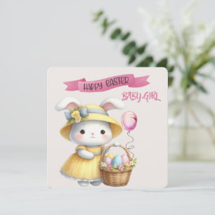Bunny and Easter Basket Happy Easter Baby Girl  Card