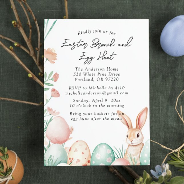 Bunny and egg Easter Brunch and egg hunt Invitation (Creator Uploaded)