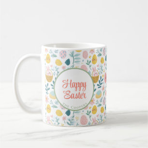 Bunny and Eggs Floral Coffee Mug