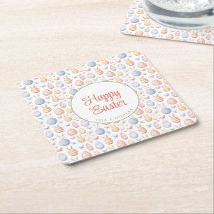 Bunny and Eggs Square Paper Coaster