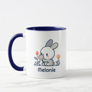 Bunny and flowers customisable Mug