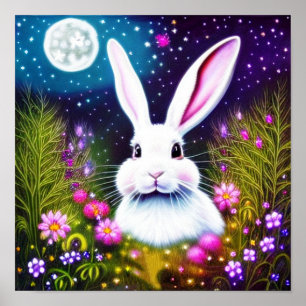 Bunny and flowers  poster
