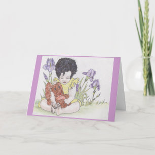 Bunny and irises holiday card