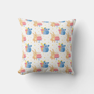 Bunny And Koala Bear On Children Birthday Party Cushion