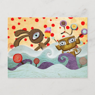 Bunny and Monkey Postcard