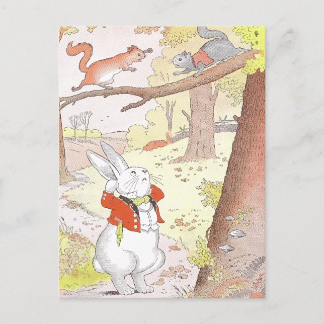 Bunny and Noisy Squirrels Postcard (Front)