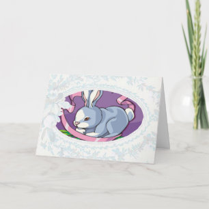 Bunny And Pink Ribbon  Easter Card