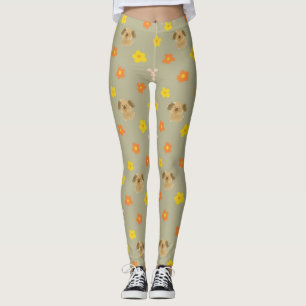 Bunny and puppy pattern leggings