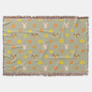 Bunny and puppy pattern throw blanket