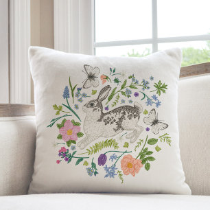 Bunny and Spring Flowers  Cushion