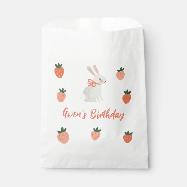 Bunny and Strawberry Birthday Party Favour Bags (Front)