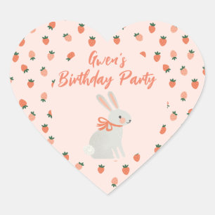 Bunny and Strawberry Heart Sticker