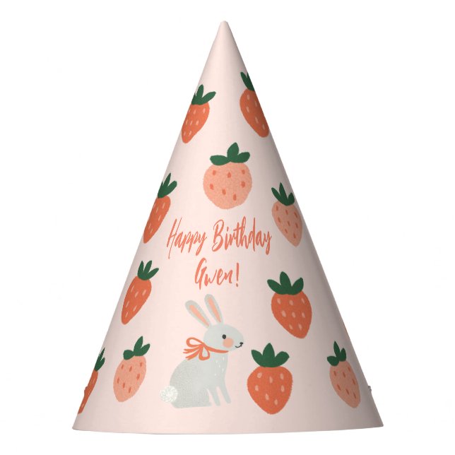 Bunny and Strawberry Party Hat (Front)