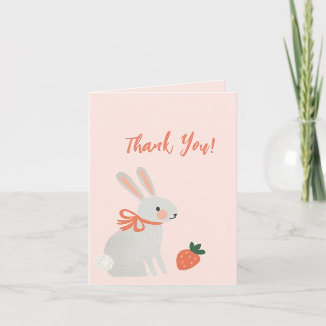 Bunny and Strawberry Thank You Card (Front)
