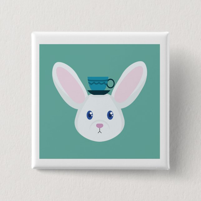 Bunny and Tea 15 Cm Square Badge (Front)