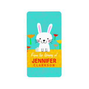 Bunny and Tulips Bookplates Label