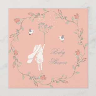 Bunny and Wreath Baby Shower Invitation