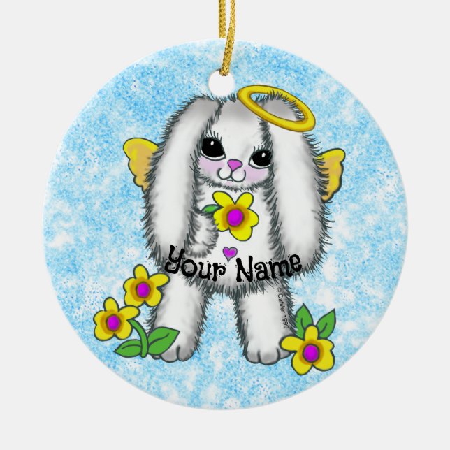 Bunny Angel Ceramic Tree Decoration (Front)