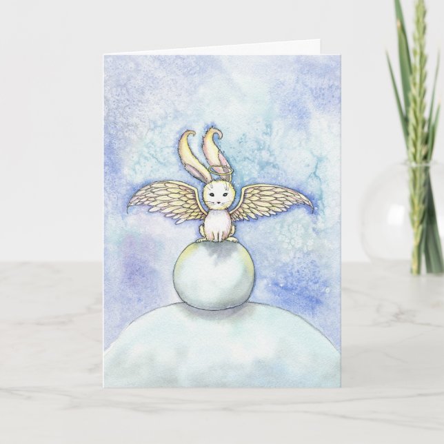 Bunny Angel Christmas Holiday Card (Front)