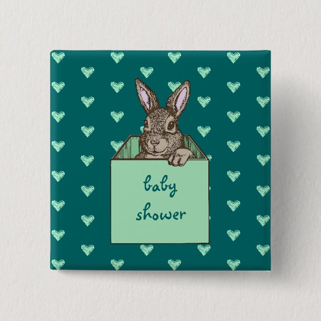 bunny announcement 15 cm square badge (Front)