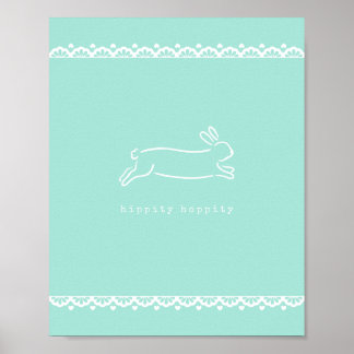 Bunny Art, Spring Art, Easter Art (Mint) Poster