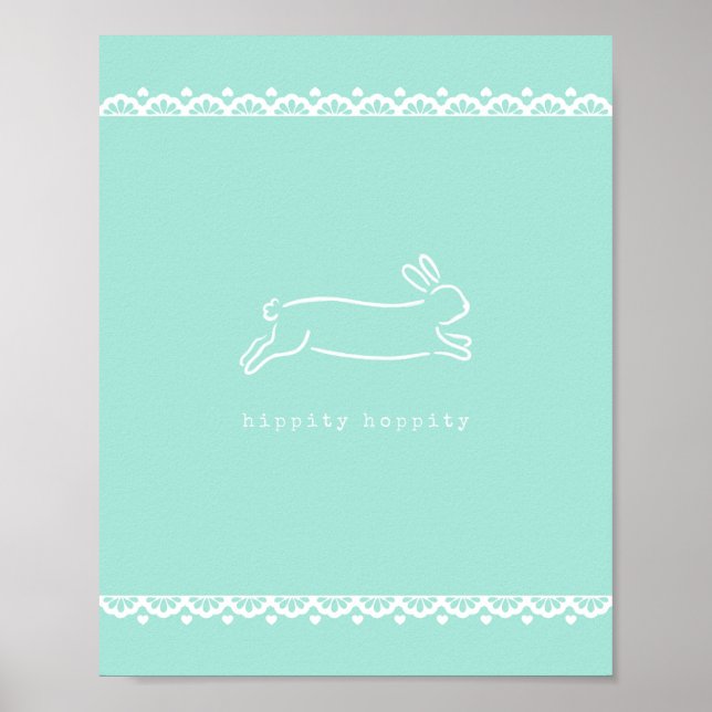 Bunny Art, Spring Art, Easter Art (Mint) Poster (Front)