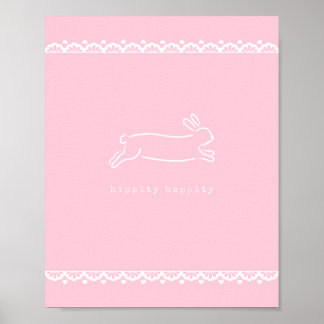 Bunny Art, Spring Art, Easter Art (Pink) Poster