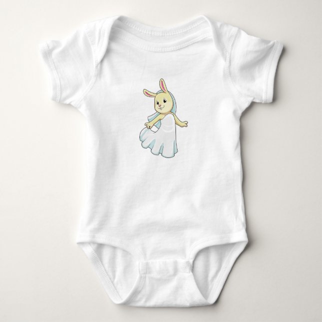 Bunny as Bride with Veil Baby Bodysuit (Front)