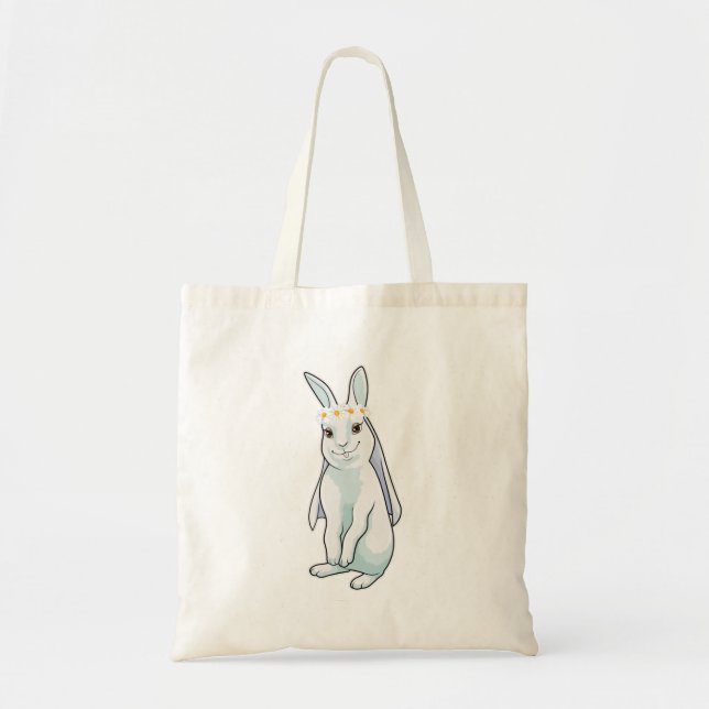 Bunny as Bride with Wreath of flowers Tote Bag (Front)