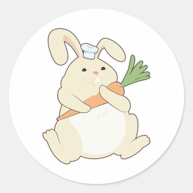 Bunny as Cook with Carrot Classic Round Sticker (Front)