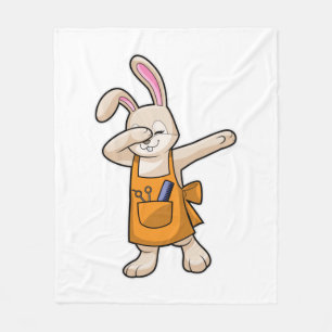 Bunny as Hairdresser with Comb & Scissors Fleece Blanket