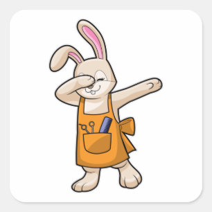 Bunny as Hairdresser with Comb & Scissors Square Sticker