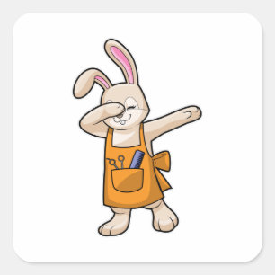 Bunny as Hairdresser with Comb & Scissors Square Sticker