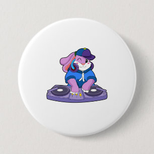 Bunny as Musician with Mixer 7.5 Cm Round Badge