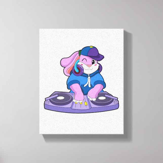 Bunny as Musician with Mixer Canvas Print (Front)