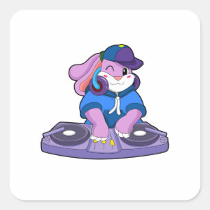 Bunny as Musician with Mixer Square Sticker