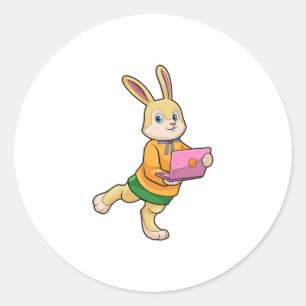 Bunny as Secretary with Laptop Classic Round Sticker