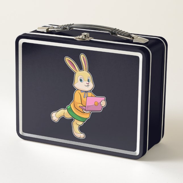 Bunny as Secretary with Laptop Metal Lunch Box (Front)