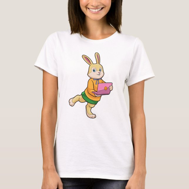 Bunny as Secretary with Laptop T-Shirt (Front)