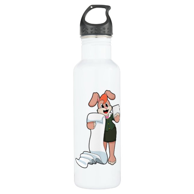 Bunny as Secretary with Paper 710 Ml Water Bottle (Front)